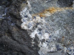 63. L to R- Blue John, Limestone, Rust or sulphide.